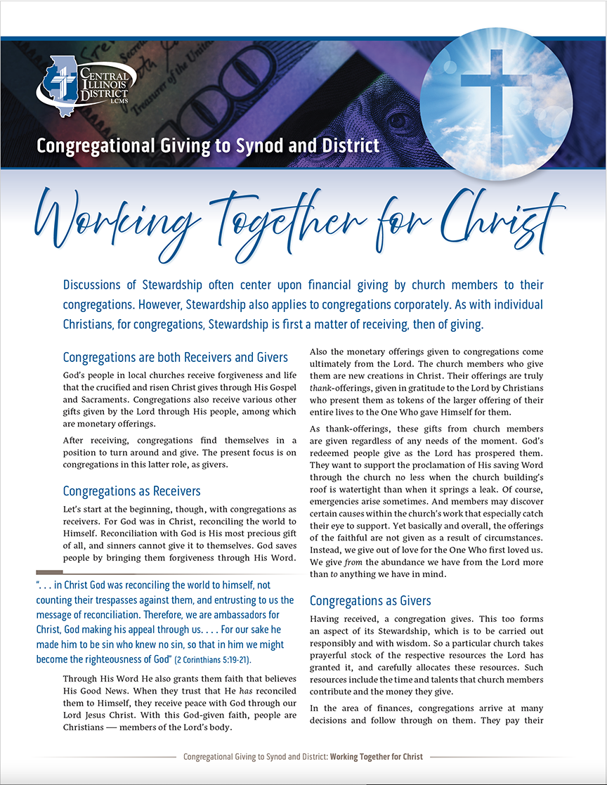 Working Together For Christ Brochure Cover